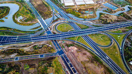 Naklejka premium The southern new town overpass in Changchun, China, under construction