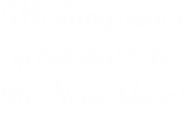 Digital png illustration of white new year's greetings on transparent background