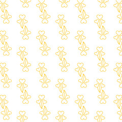 Digital png illustration of yellow heart balloons repeated on transparent background