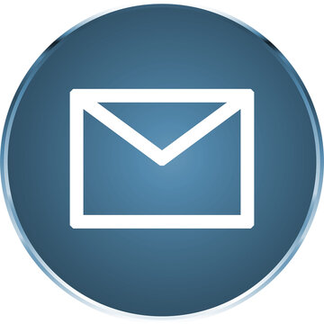 Digital png illustration of rows of white envelope on blue roung icon on transparent background