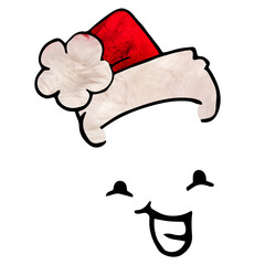 Digital png illustration of happy face with santa claus hat on transparent background