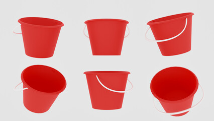 red bucket of water on a white background © ThroKen