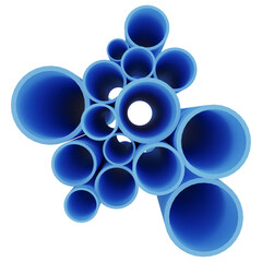 Blue PVC pipes lined up