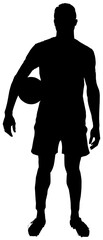 Digital png silhouette image of man holding ball on transparent background