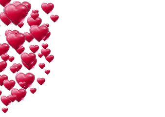 Digital png illustration of red hearts with copy space on transparent background