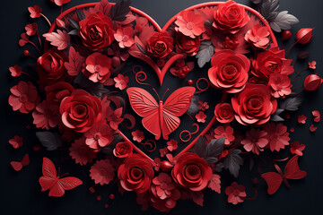 Romantic Hearts Blossoming in Exquisite Valentine's Day Background