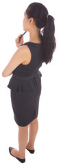 Digital png photo of asian businesswoman thinking on transparent background