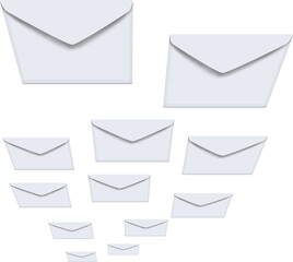 Digital png illustration of white envelopes on transparent background