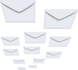 Digital png illustration of white envelopes on transparent background