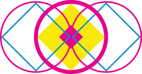 Digital png illustration of colourful shapes on transparent background