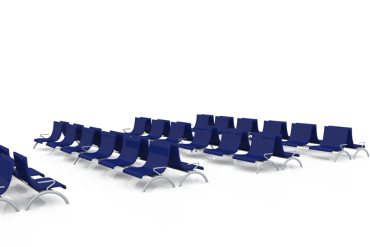 Digital png photo of empty seats on transparent background - Powered by Adobe
