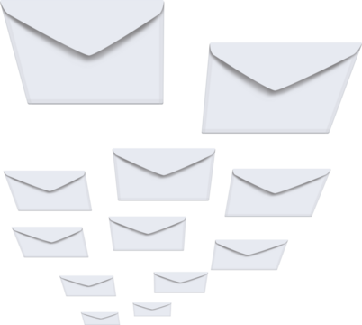 Digital png illustration of white envelopes on transparent background
