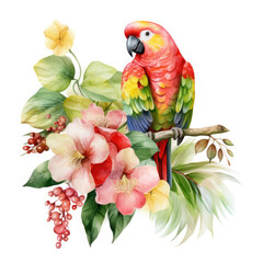 Parrot flower and fruit Illustration, Generative Ai