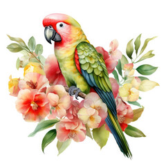 Parrot flower and fruit Illustration, Generative Ai