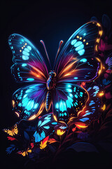 Butterfly blue light neon color