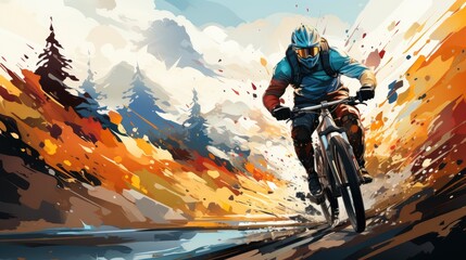Colorful Man Cycling cartoon, Cartoon Graphic Design, Background HD For Designer