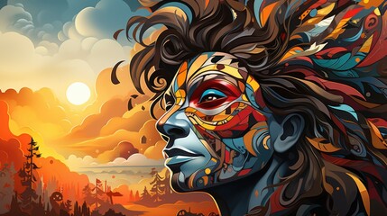 Colorful Man Engaging in cultural practices cartoon, Cartoon Graphic Design, Background HD For Designer