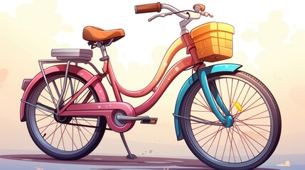 Fototapeta premium Colorful Ride bikes or go for a bike ride together, Cartoon Graphic Design, Background HD For Designer