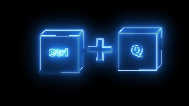 Animation of the CTRL button and Q button icon with a neon saber effect