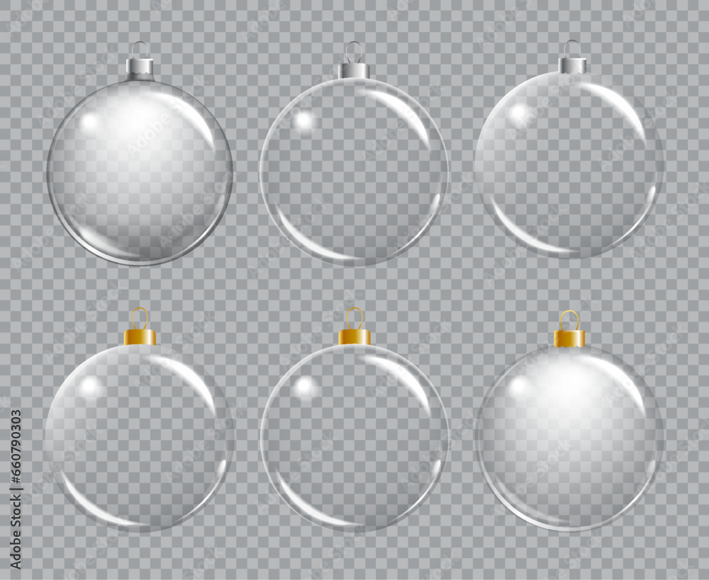 Wall mural christmas glass ball on transparent background. xmas ball realistic decoration can use any colour ba