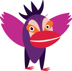 Quirky cartoon bird. Illustration in modern childish hand drawn style