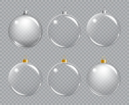 Christmas glass ball on transparent background. Xmas ball realistic decoration can use any colour background.