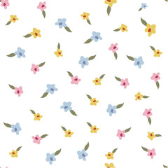 seamless vector small flower design pattern on white background