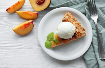 Homemade  galette with peaches.