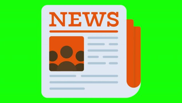 2D Animation of Newspaper Isolated On Green Background