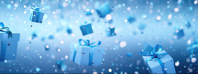 Light blue flying floating presents banner