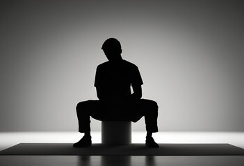 silhouette of a man on a gray background