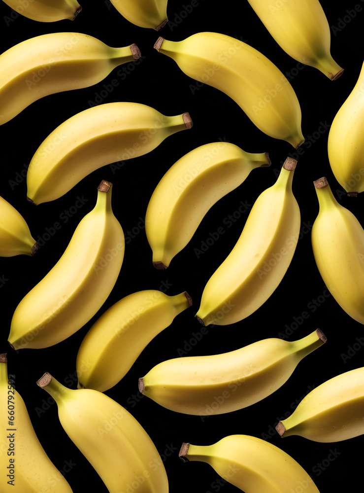 Wall mural bananas on black background