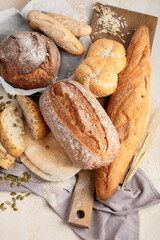 Freshly baked delicious bread, healthy eating concept.
