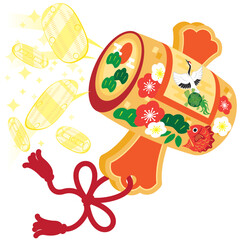 大判小判がザックザクな打ち出の小槌のベクターイラスト