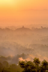  the beauty of Boroudur temple in the morning from above