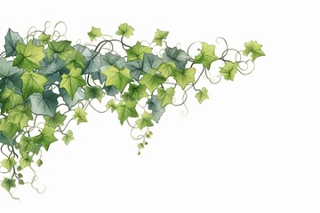 Illustration of ivy for footer and corner designs with transparent background. Generative AI - obrazy, fototapety, plakaty