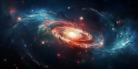 Nebula milkyway and galaxies in space.A galaxy with a bright orange light. - obrazy, fototapety, plakaty