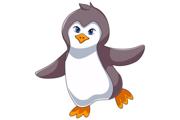 Cute Penguin Character Design Illustration