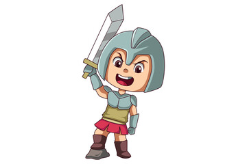 Cute Little Knight Character Design Illustration