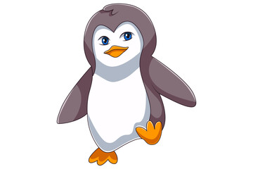 Cute Penguin Character Design Illustration
