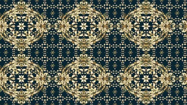Motion footage background with colorful elements. Flowers. Vintage. Flag style. Gold, golden. Video. Template.