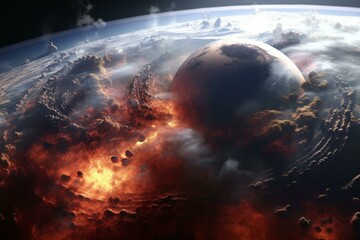 violent-sized weather system engulfing entire planet. Generative AI - obrazy, fototapety, plakaty