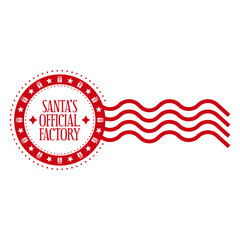 Santa's official factory.  Xmas stamp design. Template for christmas handmade gifts. Vector illustration.