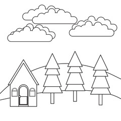  Design Nature Landscape Outline Coloring Page