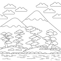  Design Nature Landscape Outline Coloring Page