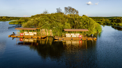 Fototapeta premium Jingyuetan Wetland Park in Changchun, China in summer