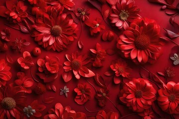 Beautiful 3d Wallpaper With Beautiful Flower Beautiful Leather Base Red Color Background Wallpaper