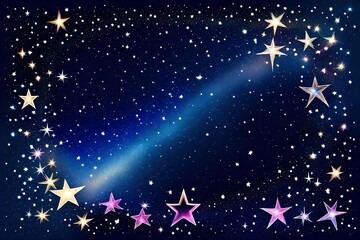 Frame Night gradient blends into the starry sky. The edges of the magical shining stars. For the most cherished words and wishes.