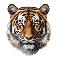 Zelfklevend Fotobehang Bengal tiger head face shot isolated on transparent background (png) © The Stock Guy