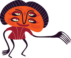 Funny zombie smiling monster. Halloween character. Cartoon illustration